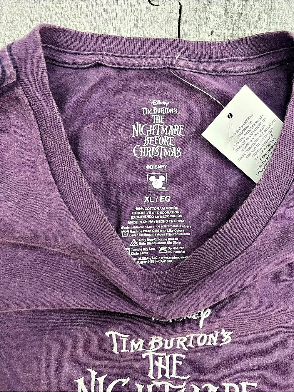 Disney The Nightmare Before Christmas Acid Wash Graphic Tee Graphic Tee Purple - Picture 3 of 5